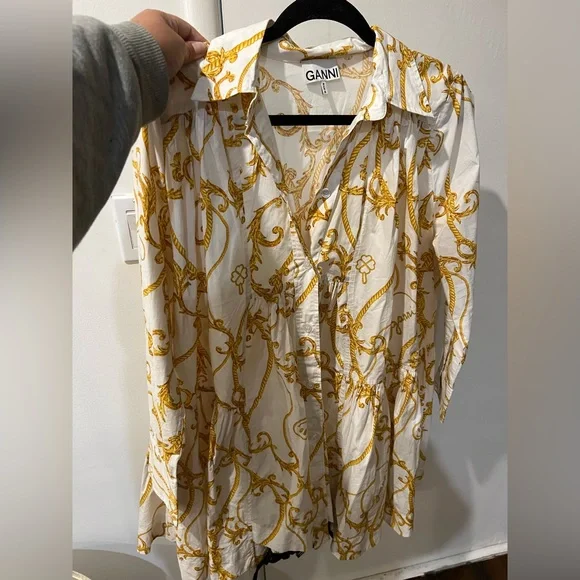 Ganni | Dresses | Ganni Yellow And White Dress Size 36 | Poshmark